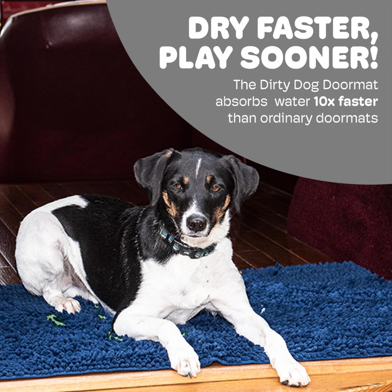Dog Gone Smart Dirty Dog Doormat - Fast Drying Rug with Super Gripper Backing for Clean Floors - Super Absorbent and Machine Washable Mat for Muddy Paws - Marine - Image 2